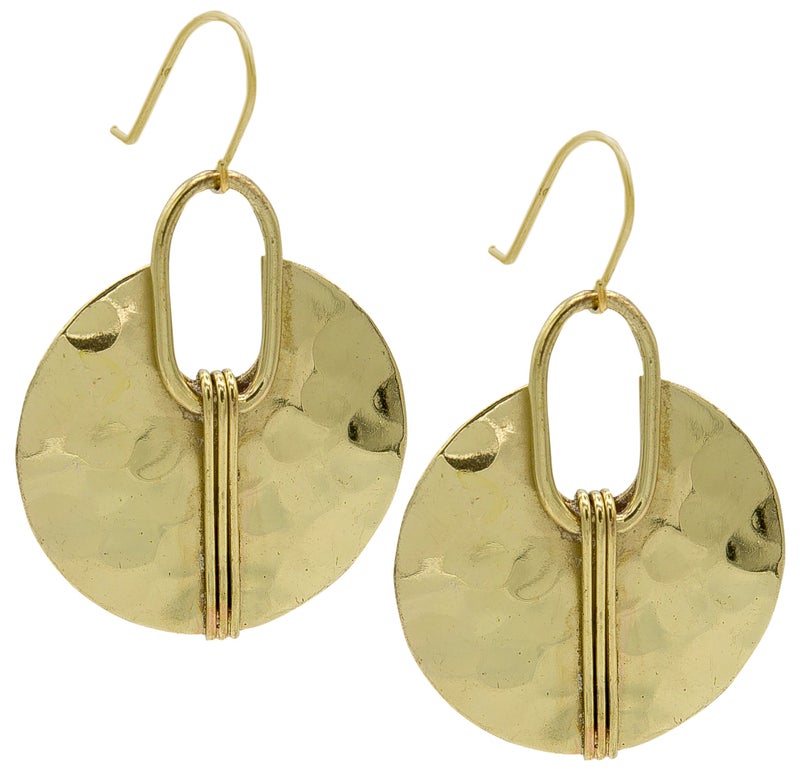 SPUNKYsoul Boho Earrings for Women Gold Silver Copper Dangle Oval or Round Ethnic Trendy Western Hammered Handmade Jewelry (Gold Round) - Image 1